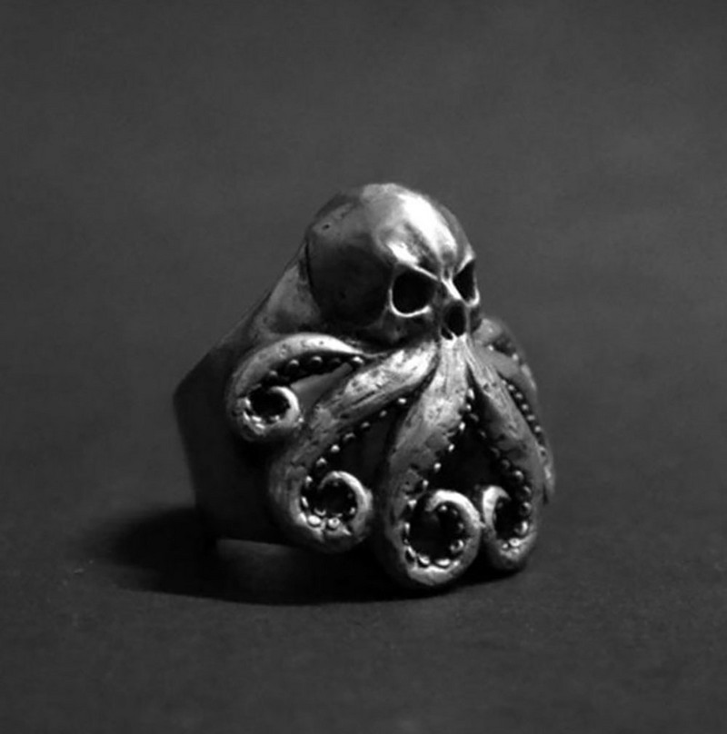 Moodsad ja loomingulised Cthulhu Octopus Skull Ring meeste isikupärastatud gooti moekad ehted Aksessuaarid naistele