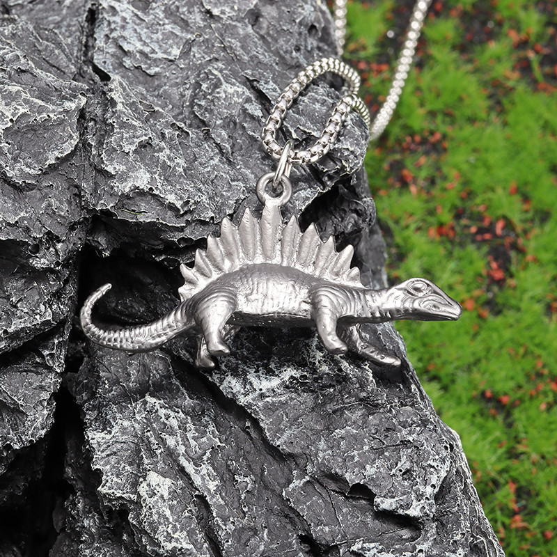 Κολιέ ρετρό Jurassic Spinosaurus Dinosaur Animal μενταγιόν ανδρικό πανκ trend Casual κοσμήματα Δώρο για αγόρια