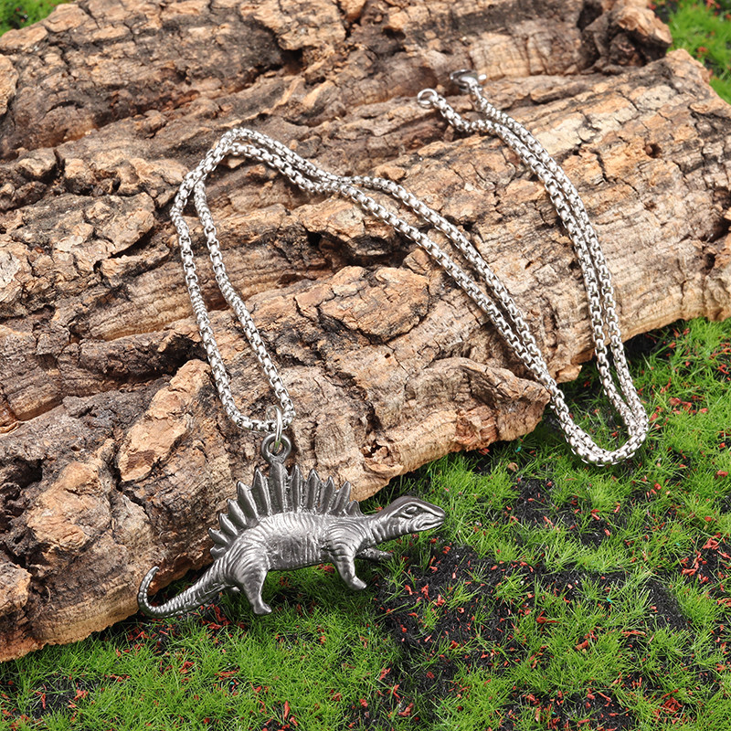 Κολιέ ρετρό Jurassic Spinosaurus Dinosaur Animal μενταγιόν ανδρικό πανκ trend Casual κοσμήματα Δώρο για αγόρια