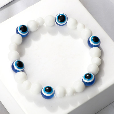 Blue Evil Eye Pērlītēm Rokassprādzes Dabīgs Cat Eye Stone 6 8mm Opāls Vīriešu Rokassprādzes Regulējamas Sieviešu Rokassprādzes Lucky Joga Rotaslietas Dāvanas