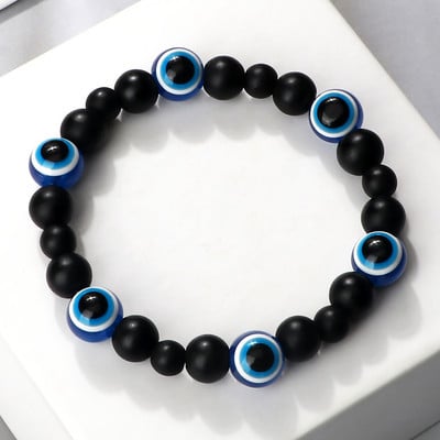Blue Evil Eye Pērlītēm Rokassprādzes Dabīgs Cat Eye Stone 6 8mm Opāls Vīriešu Rokassprādzes Regulējamas Sieviešu Rokassprādzes Lucky Joga Rotaslietas Dāvanas