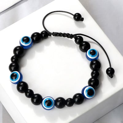 Blue Evil Eye Pērlītēm Rokassprādzes Dabīgs Cat Eye Stone 6 8mm Opāls Vīriešu Rokassprādzes Regulējamas Sieviešu Rokassprādzes Lucky Joga Rotaslietas Dāvanas