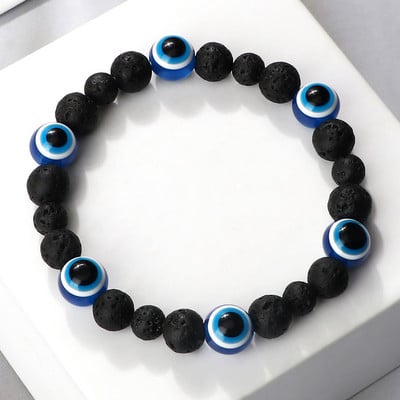 Blue Evil Eye Pērlītēm Rokassprādzes Dabīgs Cat Eye Stone 6 8mm Opāls Vīriešu Rokassprādzes Regulējamas Sieviešu Rokassprādzes Lucky Joga Rotaslietas Dāvanas