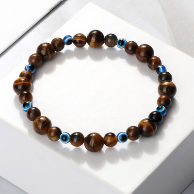 Blue Evil Eye Pērlītēm Rokassprādzes Dabīgs Cat Eye Stone 6 8mm Opāls Vīriešu Rokassprādzes Regulējamas Sieviešu Rokassprādzes Lucky Joga Rotaslietas Dāvanas