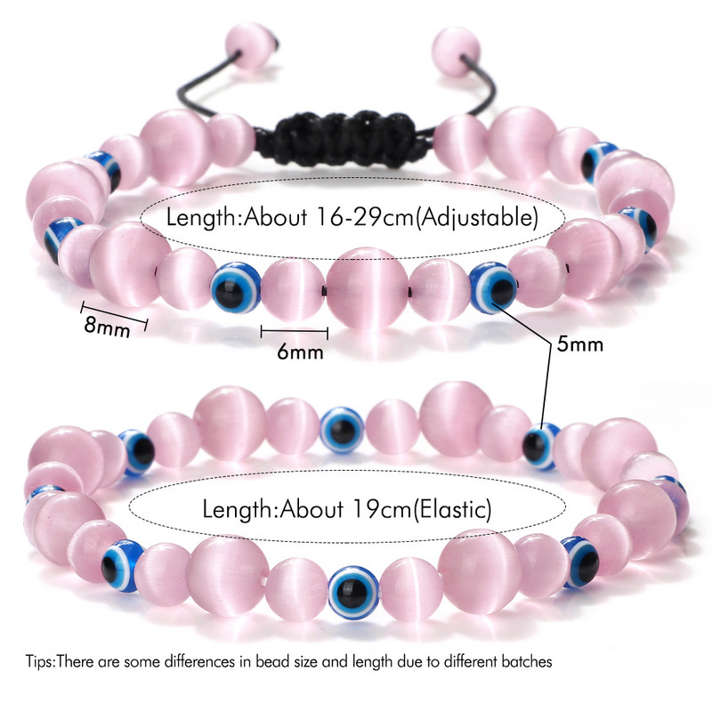 Blue Evil Eye Pērlītēm Rokassprādzes Dabīgs Cat Eye Stone 6 8mm Opāls Vīriešu Rokassprādzes Regulējamas Sieviešu Rokassprādzes Lucky Joga Rotaslietas Dāvanas