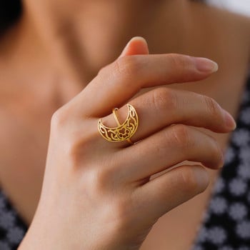 Skyrim Moon Paw Print Open Δαχτυλίδι Γυναικείο από ανοξείδωτο ατσάλι ρυθμιζόμενο μισοφέγγαρο δαχτυλίδι με κέλτικο κόμπο Vintage Δώρο κοσμημάτων Χονδρική