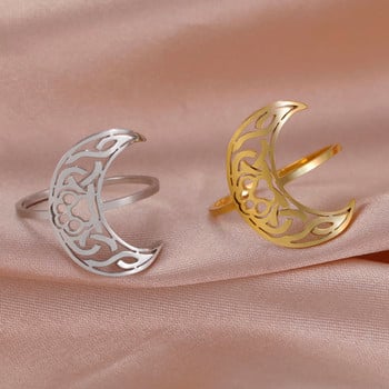 Skyrim Moon Paw Print Отворен пръстен Дамски пръстен от неръждаема стомана с регулируем полумесец с келтски възел Винтидж бижута Подарък на едро
