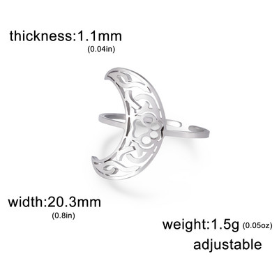 Skyrim Moon Paw Print avatud sõrmus naiste roostevabast terasest reguleeritav poolkuu keldi sõlme sõrmus vanaaegsete ehete kingituste hulgimüük