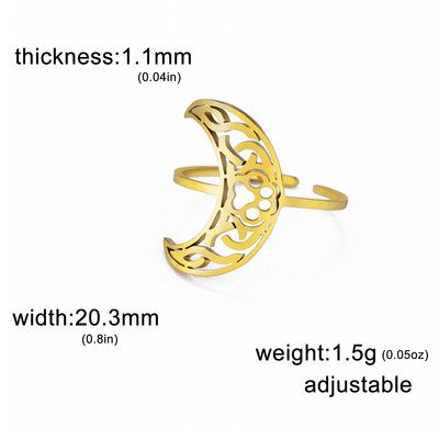 Skyrim Moon Paw Print avatud sõrmus naiste roostevabast terasest reguleeritav poolkuu keldi sõlme sõrmus vanaaegsete ehete kingituste hulgimüük