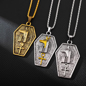 Anubis Life Signature vīriešu retro kaklarota suņa galva Anka Cross Hip Hop kulons kakla ķēde Retro Cross vīriešu kulons rotaslietas