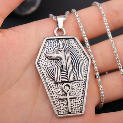 Anubis Life Signature vīriešu retro kaklarota suņa galva Anka Cross Hip Hop kulons kakla ķēde Retro Cross vīriešu kulons rotaslietas