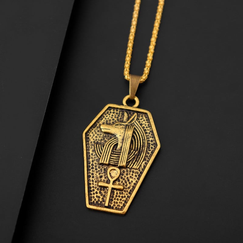 Anubis Life Signature Ανδρικό ρετρό κολιέ Κεφαλή σκύλου Anka Cross Hip Hop Κρεμαστό λαιμό Αλυσίδα Retro Cross Ανδρικό κρεμαστό κόσμημα