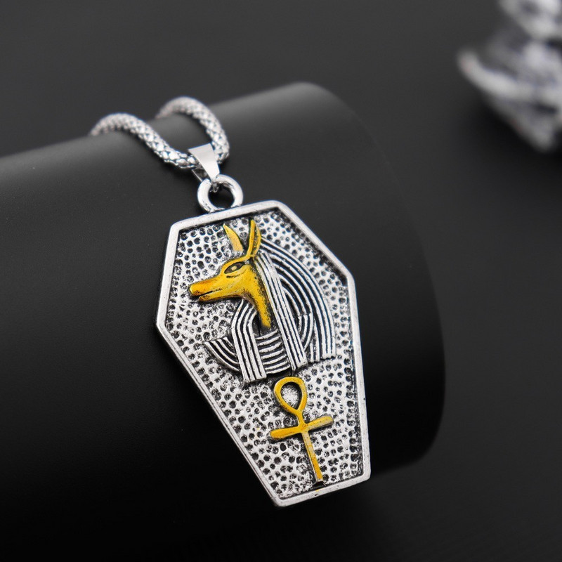 Anubis Life Signature Ανδρικό ρετρό κολιέ Κεφαλή σκύλου Anka Cross Hip Hop Κρεμαστό λαιμό Αλυσίδα Retro Cross Ανδρικό κρεμαστό κόσμημα