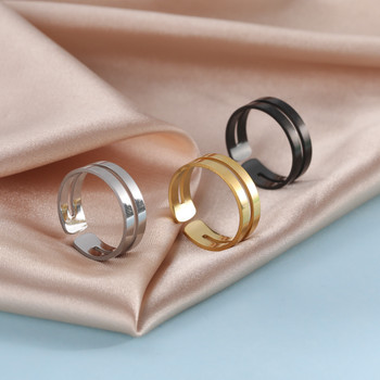 Ανδρικά δαχτυλίδια από ανοξείδωτο ατσάλι Διπλής στρώσης κοίλο ανοιχτό δαχτυλίδι Απλή στρογγυλή κοπή, ρυθμιζόμενο δώρο επετείου κοσμήματος