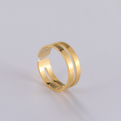 Gyűrűk férfiaknak, rozsdamentes acél, kétrétegű, üreges nyitott gyűrű, egyszerű, kerek vágású, állítható ékszer, évfordulós ajándék