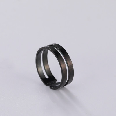 Gyűrűk férfiaknak, rozsdamentes acél, kétrétegű, üreges nyitott gyűrű, egyszerű, kerek vágású, állítható ékszer, évfordulós ajándék