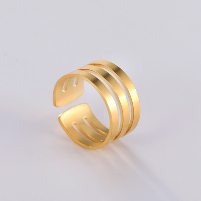 Gyűrűk férfiaknak, rozsdamentes acél, kétrétegű, üreges nyitott gyűrű, egyszerű, kerek vágású, állítható ékszer, évfordulós ajándék