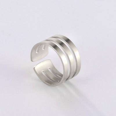 Gyűrűk férfiaknak, rozsdamentes acél, kétrétegű, üreges nyitott gyűrű, egyszerű, kerek vágású, állítható ékszer, évfordulós ajándék