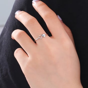Δαχτυλίδι COOLTIME Initial Letter για Γυναικείο Ανοξείδωτο ατσάλι AZ Alphabet Δαχτυλίδι με διπλή καρδιά Μόδα κοσμήματα γάμου Δώρο ζευγάρι