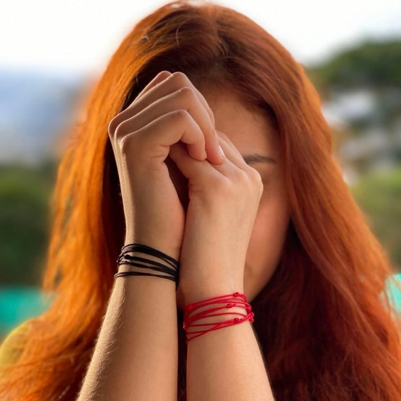 Crvena narukvica Narukvica s crvenom vrpcom Podesiva kabala Narukvica sa žicama s crvenim čvorom Amulet za zaštitu, zlo oko i sreću