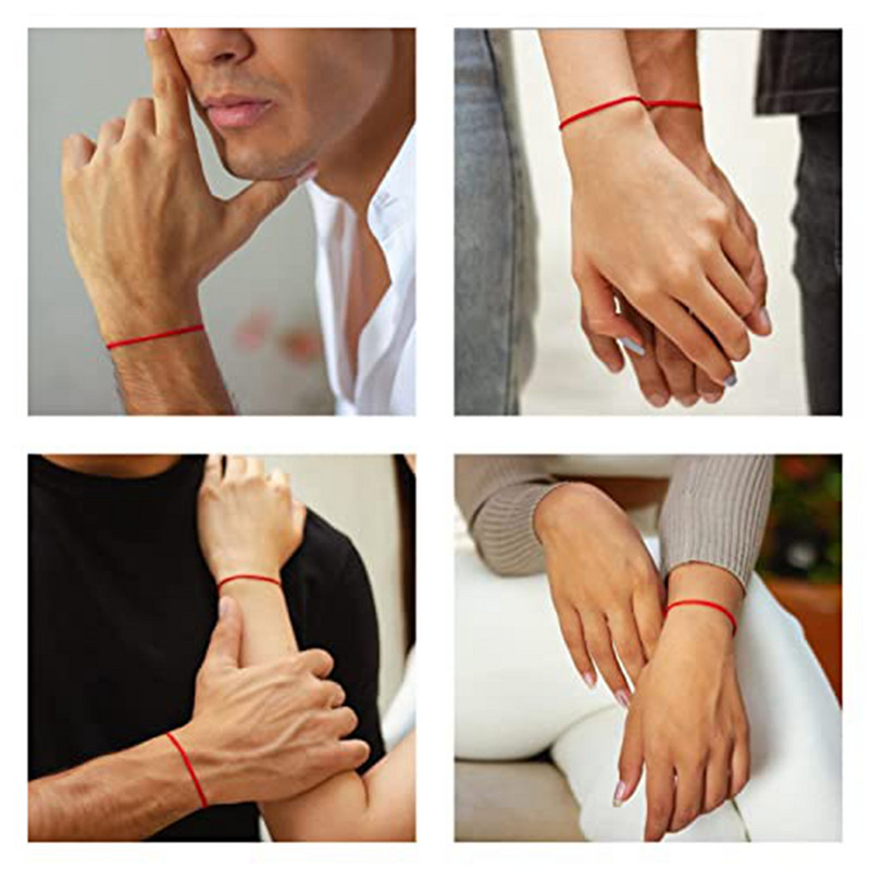 Crvena narukvica Narukvica s crvenom vrpcom Podesiva kabala Narukvica sa žicama s crvenim čvorom Amulet za zaštitu, zlo oko i sreću