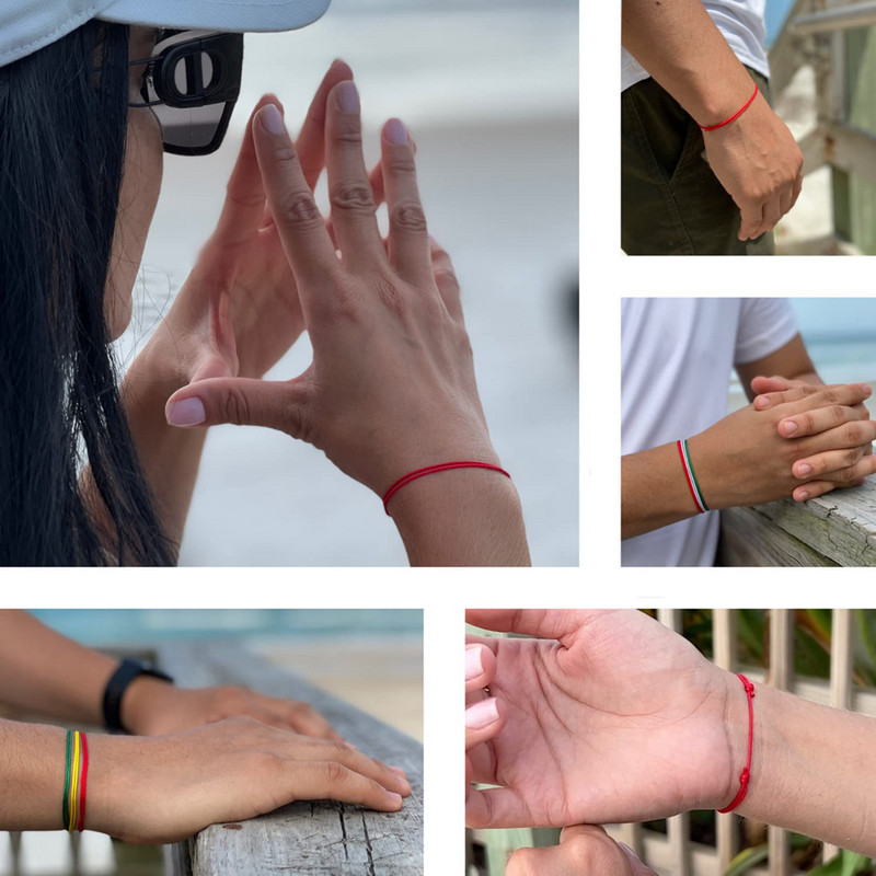 Crvena narukvica Narukvica s crvenom vrpcom Podesiva kabala Narukvica sa žicama s crvenim čvorom Amulet za zaštitu, zlo oko i sreću