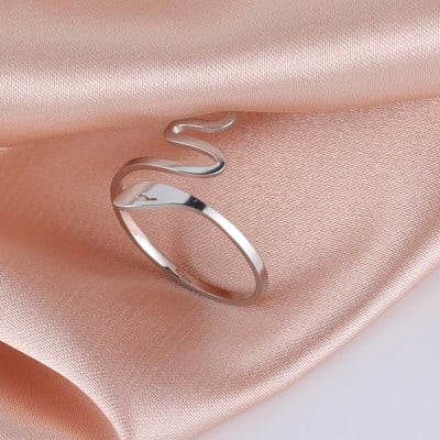 Skyrim Lovely Snake Shaped Adjustable Ring for Women Girls Minimalist Jewelry Ring Stainless Steel Birthday Party Gift Wholesale