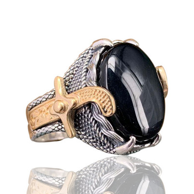 Vintage suured mustad tsirkoonist sõrmused meestele Aksessuaarid Ehted Aastapäeva Punk hõbedavärvi sõrmused