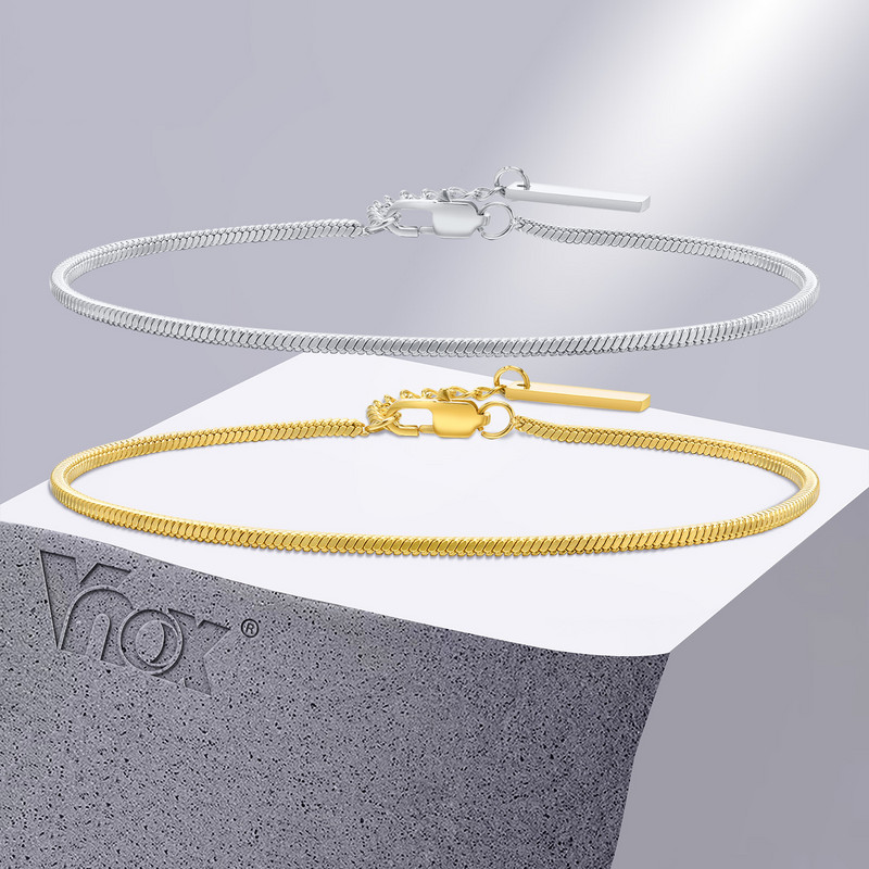 Vnox Dropshipping 1,7 mm četvrtaste narukvice sa zmijskim lancem za muškarce, cool narukvica od nehrđajućeg čelika, osnovna ležerna narukvica