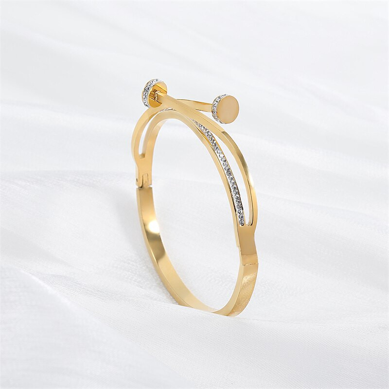 Luksuzna unikatna dvostruka kristalna križna narukvica od nehrđajućeg čelika s glavom za nokte za ženu Ljubavni vjenčani dar Nakit s narukvicom