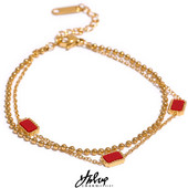 Yhpup topeltkett roheline punane ruut akrüül roostevabast terasest käevõru käevõru võlu kullavärvi trendikas mood Korea ehted naistele