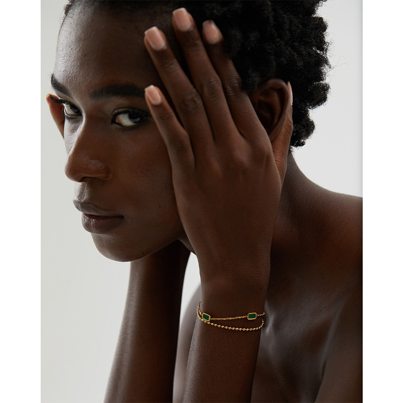 Yhpup topeltkett roheline punane ruut akrüül roostevabast terasest käevõru käevõru võlu kullavärvi trendikas mood Korea ehted naistele