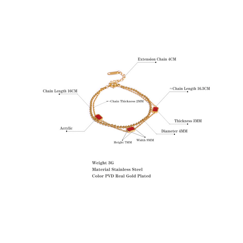 Yhpup topeltkett roheline punane ruut akrüül roostevabast terasest käevõru käevõru võlu kullavärvi trendikas mood Korea ehted naistele