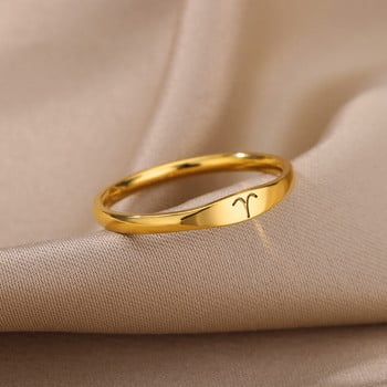 Μικροσκοπικό δαχτυλίδι ζωδίου για γυναίκες από ανοξείδωτο ατσάλι Χρυσό χρώμα αστερισμός Δαχτυλίδι Δίδυμοι Χριστουγεννιάτικο κόσμημα Bijoux Femme