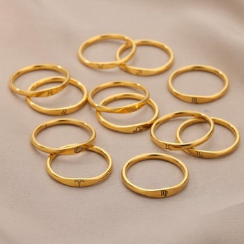 Μικροσκοπικό δαχτυλίδι ζωδίου για γυναίκες από ανοξείδωτο ατσάλι Χρυσό χρώμα αστερισμός Δαχτυλίδι Δίδυμοι Χριστουγεννιάτικο κόσμημα Bijoux Femme