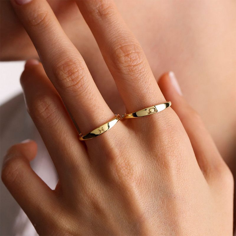 Maleni prsten sa horoskopskim znakom za žene od nehrđajućeg čelika Zlatna boja sazviježđa Blizanci Prsten rođendanski božićni nakit Bijoux Femme