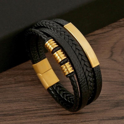 Brățară clasică din piele pentru bărbați, stil nou, țesută manual, accesoriu combinat cu mai multe straturi, bijuterii de modă pentru bărbați, Dropshipping cu ridicata