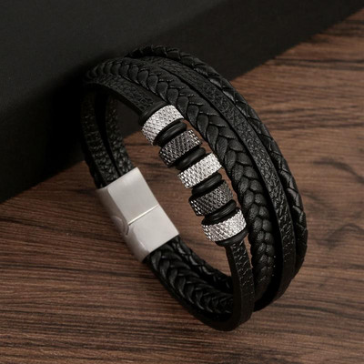 Klassikaline meeste nahast käevõru Uus stiil käsitsi kootud mitmekihiline kombineeritud aksessuaar Mood meeste ehted hulgimüük Dropshipping
