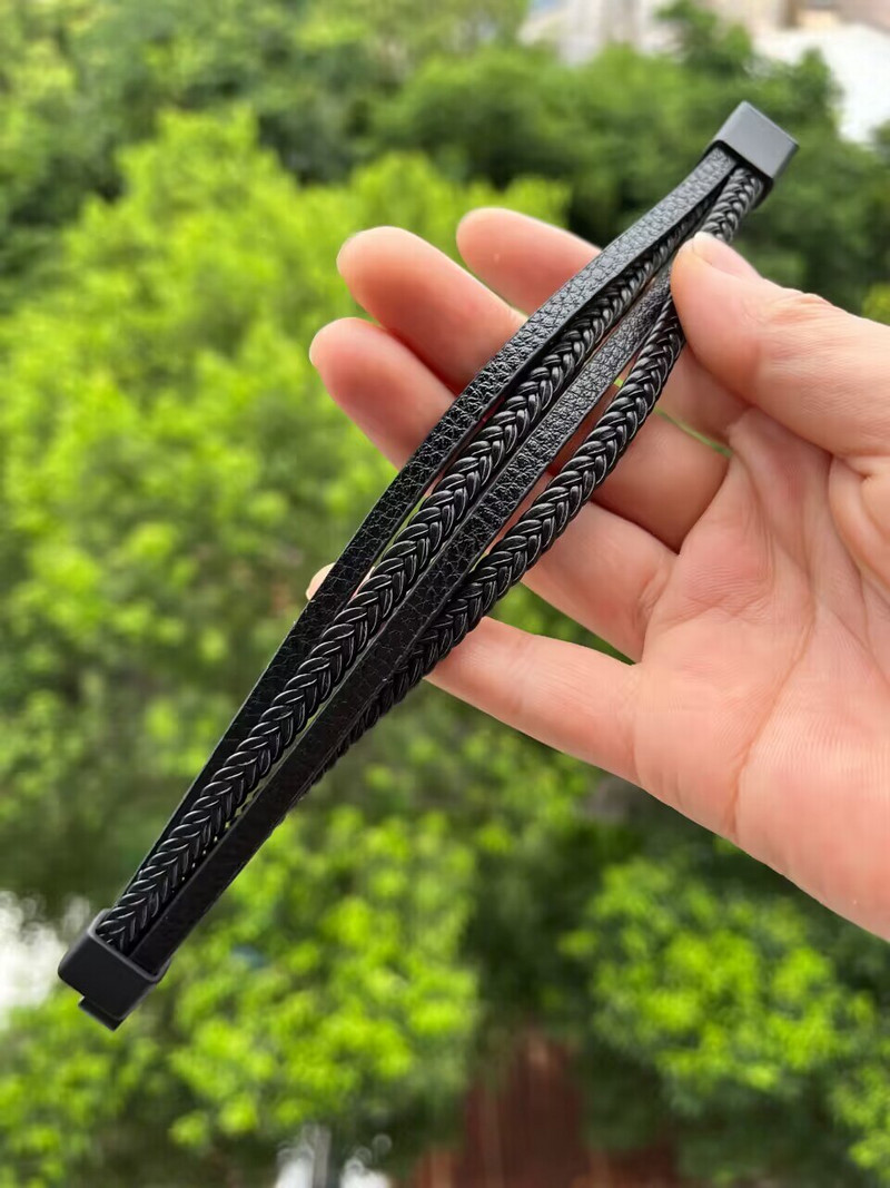 Trendikad nahast käevõrud meeste roostevabast terasest mitmekihilised punutud köiega käevõrud meeste käevõrudele ehted