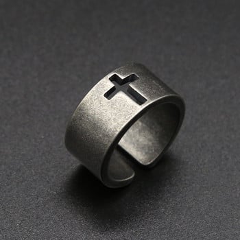 Απλό vintage ατσάλι από ανοξείδωτο ατσάλι σταυρωτό δαχτυλίδι πανκ χριστιανικό δαχτυλίδι για άνδρες μόδα κοσμήματα καλύτερο δώρο για φίλο Χονδρική