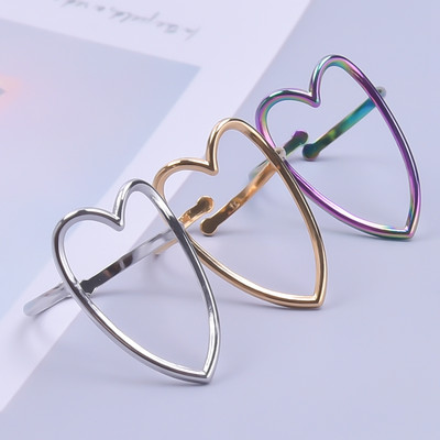 1/3 tk roostevabast terasest mood lihtsad õõnsad tekstuuriga südamesõrmused naistele tüdrukutele trendikad armsad avatud sõrmega Anillose ehted