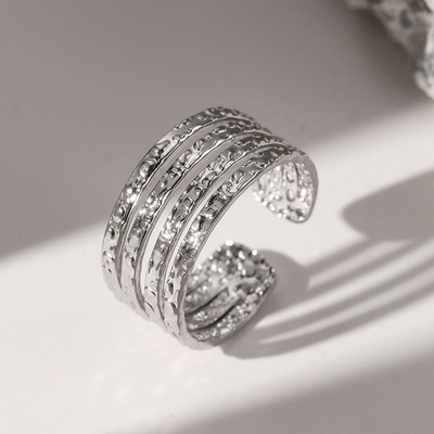 Пръстени от неръждаема стомана Европа и Съединените щати Популярен полилинеен отворен пръстен Пръстен с регулируем дизайн за жени Бижута Банкет