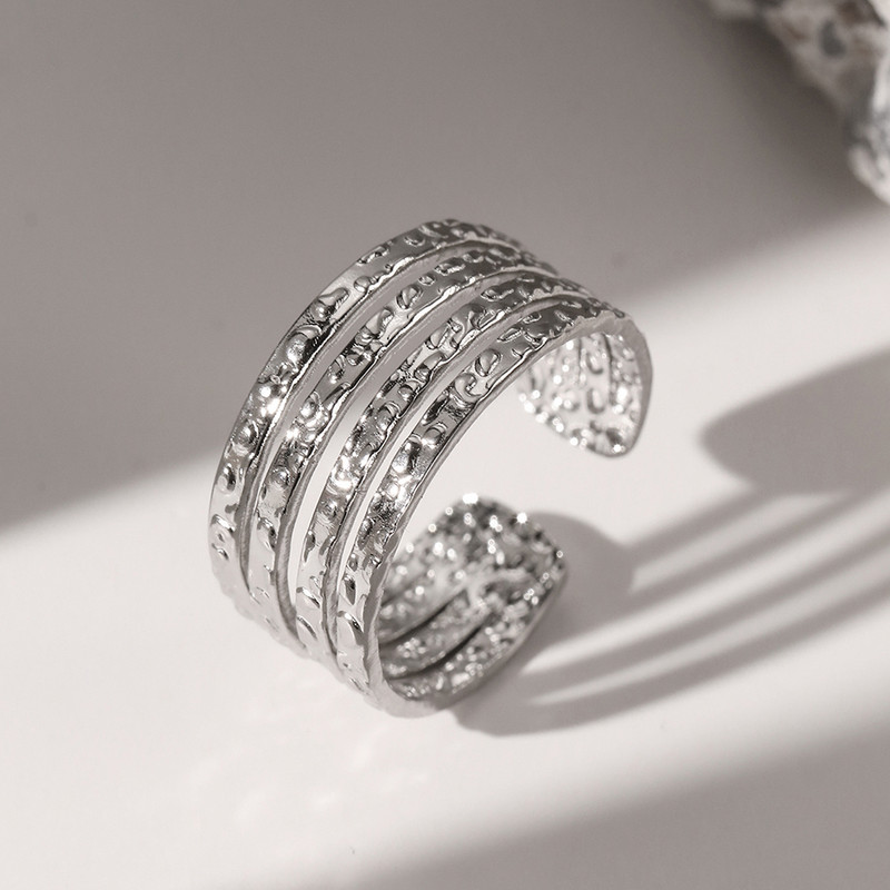 Пръстени от неръждаема стомана Европа и Съединените щати Популярен полилинеен отворен пръстен Пръстен с регулируем дизайн за жени Бижута Банкет