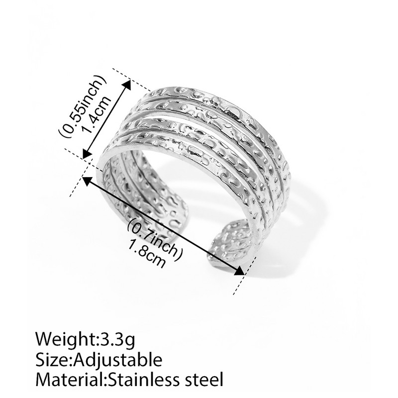 Пръстени от неръждаема стомана Европа и Съединените щати Популярен полилинеен отворен пръстен Пръстен с регулируем дизайн за жени Бижута Банкет