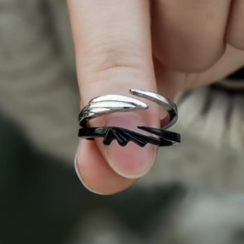 2Pcs Аниме Ангел Демон Двойка Пръстени за жени Мъжки модни животински регулируем отворен пръстен Обещание за съвпадащ пръстен за двойка Парти подаръци