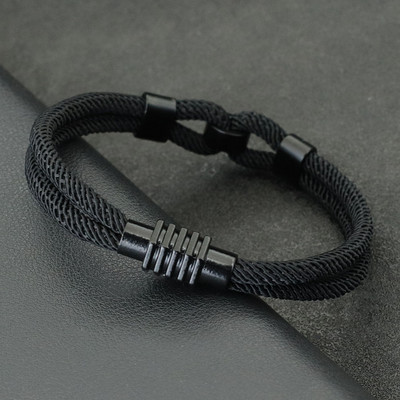 Нова стилна гривна с възел за мъже, черна магнитна катарама, въже, браслет, подаръци за него, морски гривна Pulseras De Hilo Wrap Jewelry