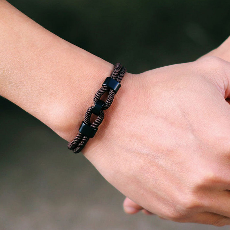 Jauna stilīga mezgla rokassprādze vīriešiem melna magnēta sprādzes virve Braslet dāvanas viņam jūras rokassprādze Pulseras De Hilo ietīšanas rotaslietas