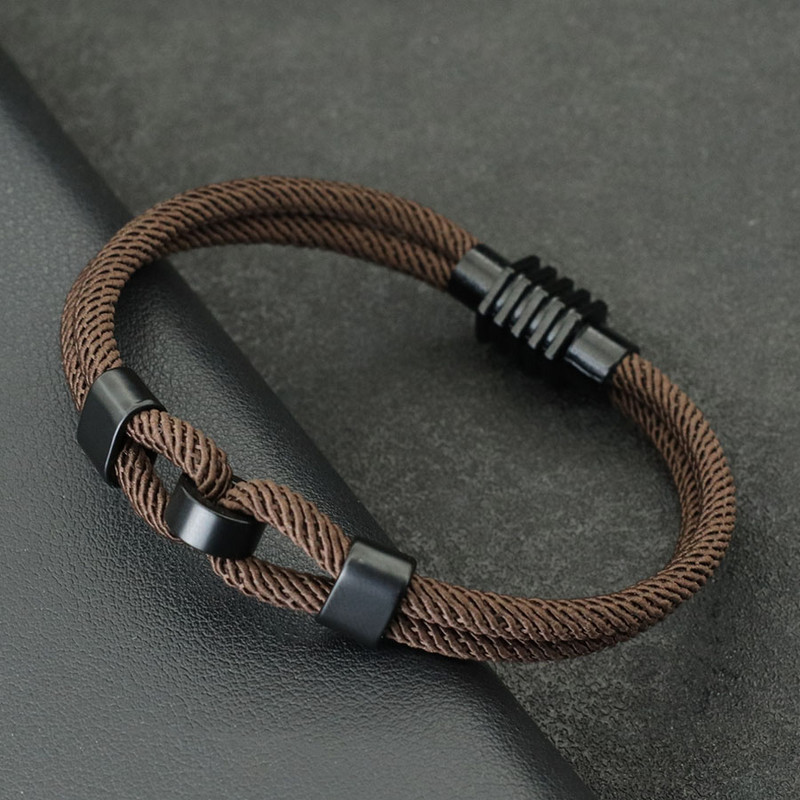 Jauna stilīga mezgla rokassprādze vīriešiem melna magnēta sprādzes virve Braslet dāvanas viņam jūras rokassprādze Pulseras De Hilo ietīšanas rotaslietas