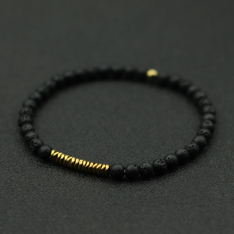 Νέο ανδρικό βραχιόλι 4mm Αντίκες Χρυσό Βραχιόλι από πέτρα αιματίτη από φυσικό ξύλινο βραχιόλι Homme Διαλογισμός με χάντρες Brazalete Pulsera