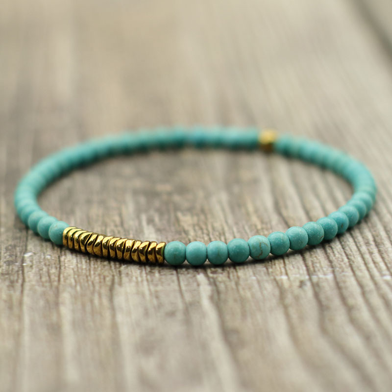 Νέο ανδρικό βραχιόλι 4mm Αντίκες Χρυσό Βραχιόλι από πέτρα αιματίτη από φυσικό ξύλινο βραχιόλι Homme Διαλογισμός με χάντρες Brazalete Pulsera